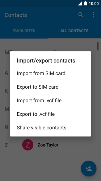 Press Import from SIM card.