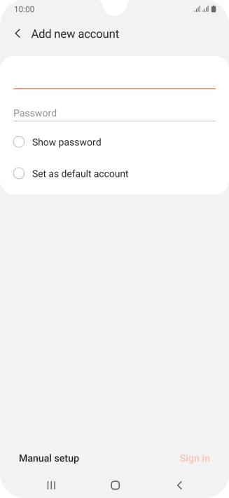 Press Password and key in the password for your email account.