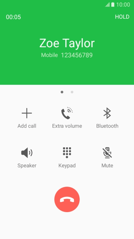 Press the end call icon.