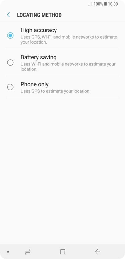 If you select High accuracy, your phone can find your exact position using the GPS satellites, the mobile network and nearby Wi-Fi networks. Satellite-based GPS requires a clear view of the sky.