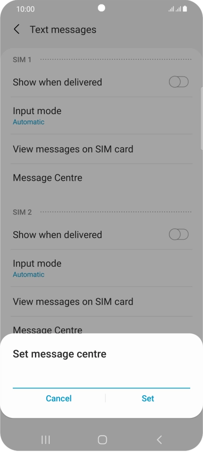 Key in +35387699989 and press Set.