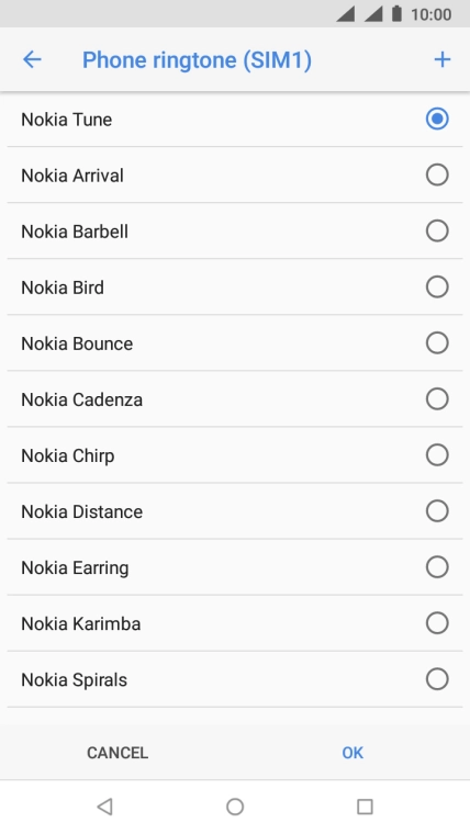 Press the add ring tone icon and go to the required folder.