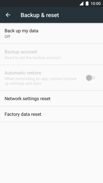 Press Factory data reset.