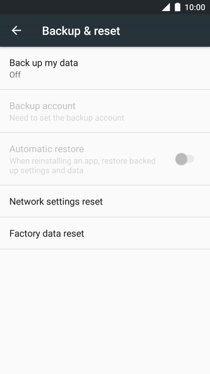 Press Factory data reset.