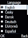 Select the required language and press the Left selection key.