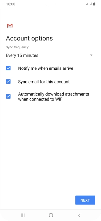 If this screen is displayed, you email account has been recognised and set up automatically. Follow the instructions on the screen to key in more information and finish setting up your phone.