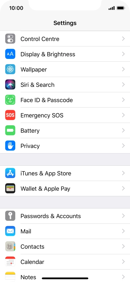 Press Passwords & Accounts.