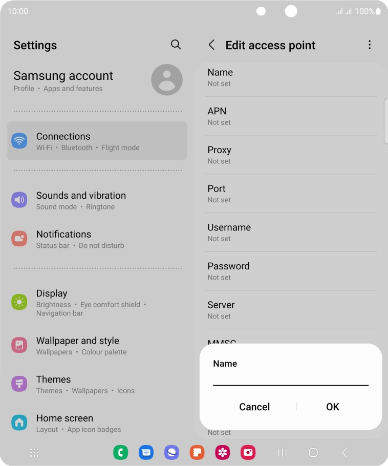 Key in Vodafone Internet and press OK.