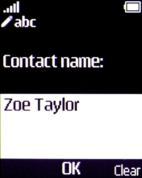 Key in the required name and press the Navigation key.