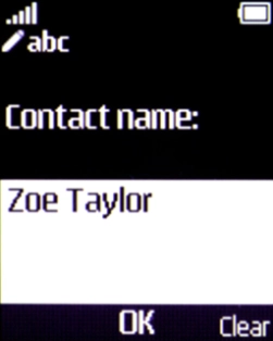 Key in the required name and press the Navigation key.