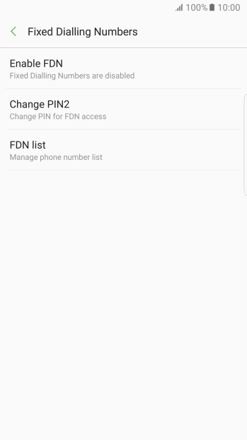 Press Enable FDN to turn on fixed dialling.
