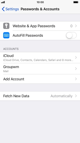 Press the name of the email account you've just set up.