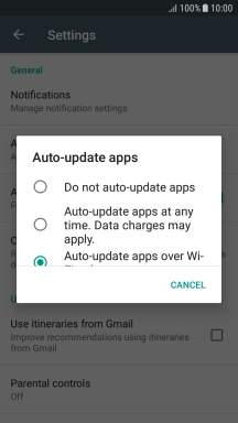 To turn off automatic update of apps, press Do not auto-update apps.