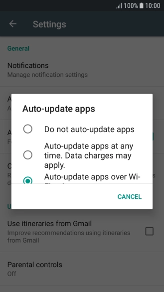 To turn off automatic update of apps, press Do not auto-update apps.