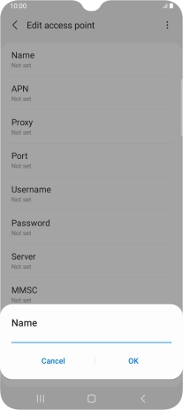 Key in Vodafone Internet and press OK.