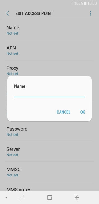 Key in Vodafone Internet and press OK.