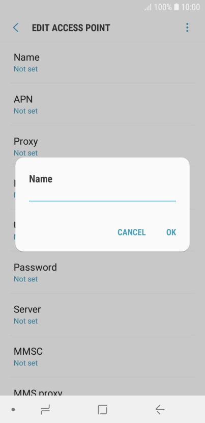 Key in Vodafone Internet and press OK.
