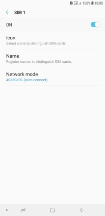 Press the indicator to turn use of the SIM on or off.