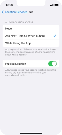 Press the required setting to turn the function on or off.