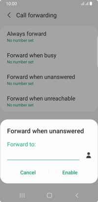 Key in (prefix) 5 (your phone number) and press Enable.