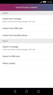 Press Import from SIM card.