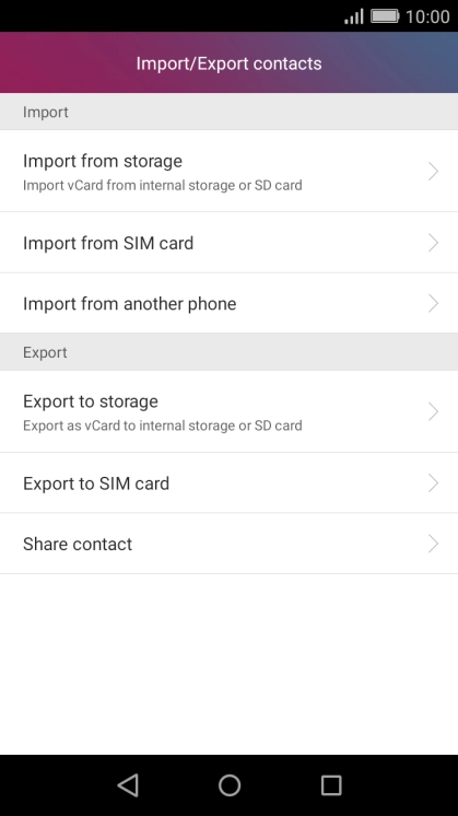 Press Import from SIM card.