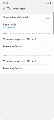 Press Message Centre below the required SIM.
