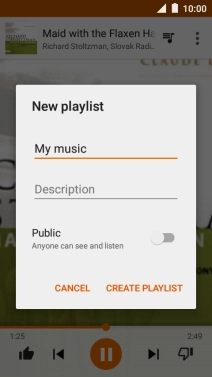 Key in a name for the playlist and press CREATE PLAYLIST.