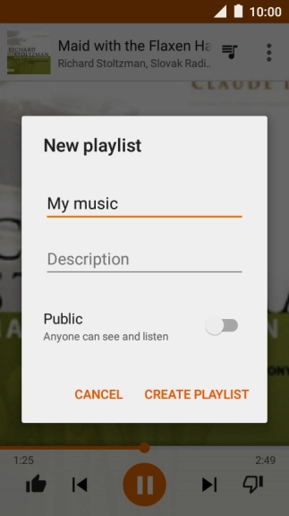 Key in a name for the playlist and press CREATE PLAYLIST.