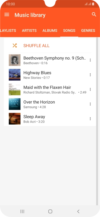 Press the required audio file.