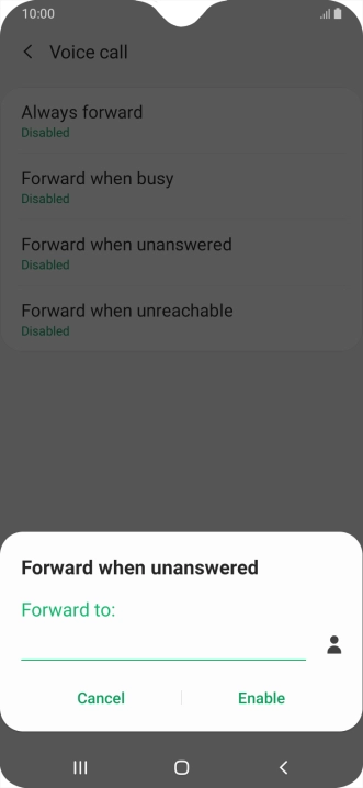 Key in (prefix) 5 (your phone number) and press Enable.