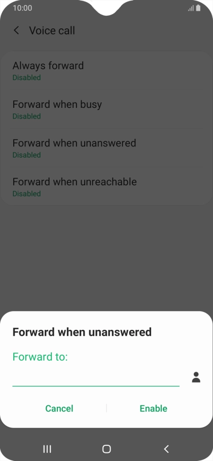 Key in (prefix) 5 (your phone number) and press Enable.