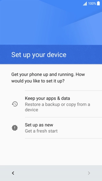 You can transfer the contents of another phone to your phone when it's activated for the first time and after a factory reset. When this screen is displayed, your phone is ready to transfer contents from another phone.