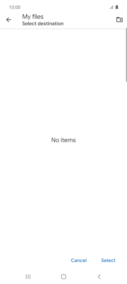 To create a new folder, press the new folder icon and follow the instructions on the screen to create a new folder.