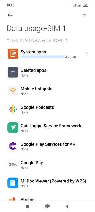 The total data usage is displayed.