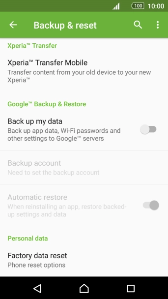 Press Factory data reset.