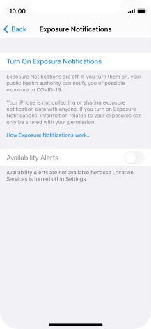 Press Turn On Exposure Notifications.