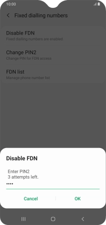 Key in your PIN2 and press OK.