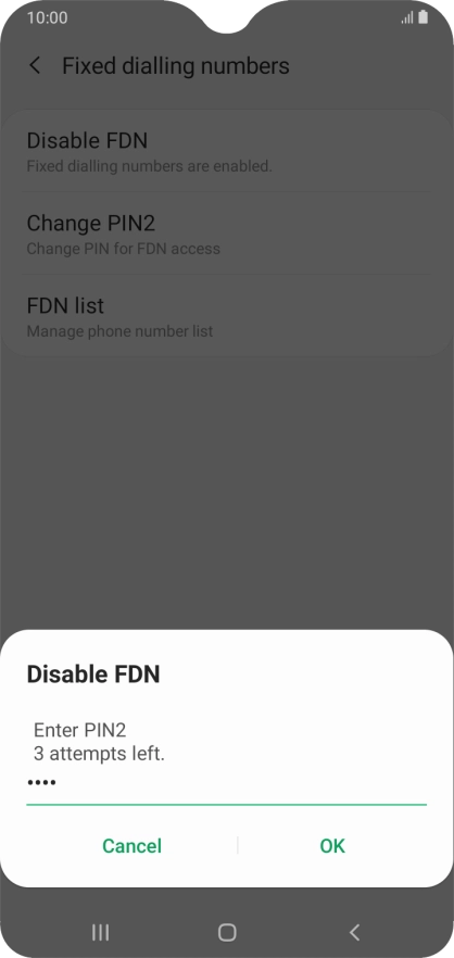 Key in your PIN2 and press OK.