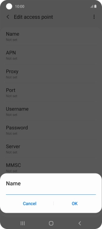 Key in Vodafone Internet and press OK.