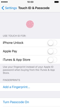 Press Turn Passcode On and key in a phone lock code of your own choice twice.