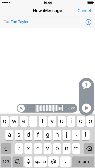 Let go to stop the sound recording and press arrow up to send the sound recording.