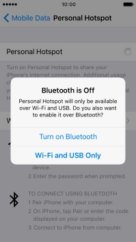 Press WiFi and USB Only. An internet connection from your computer via your phone is automatically established.
