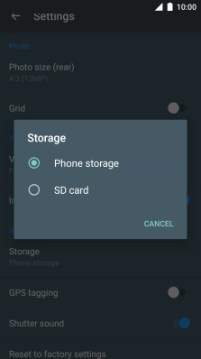 Press Phone storage to save your pictures in the phone memory.
