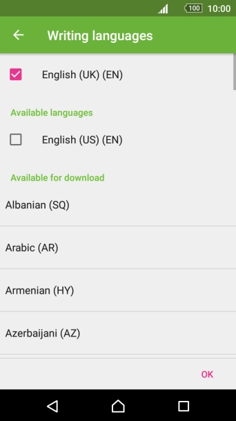 Press the required language to add it.