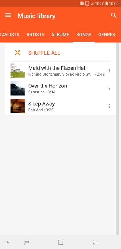Press the required audio file.