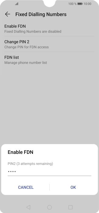 Key in your PIN2 and press OK.