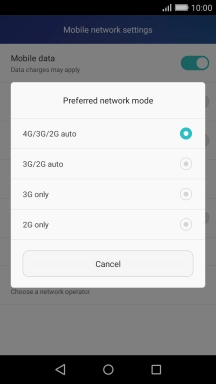 Press the required network mode.