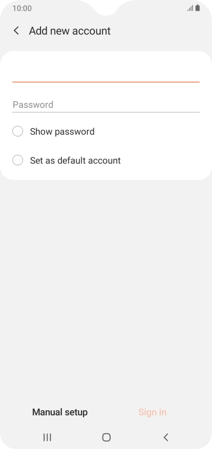 Press Password and key in the password for your email account.
