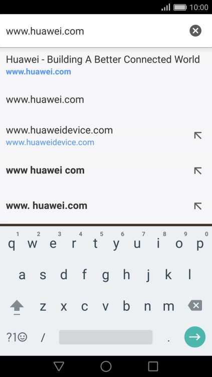 Key in the address of the required web page and press arrow right.